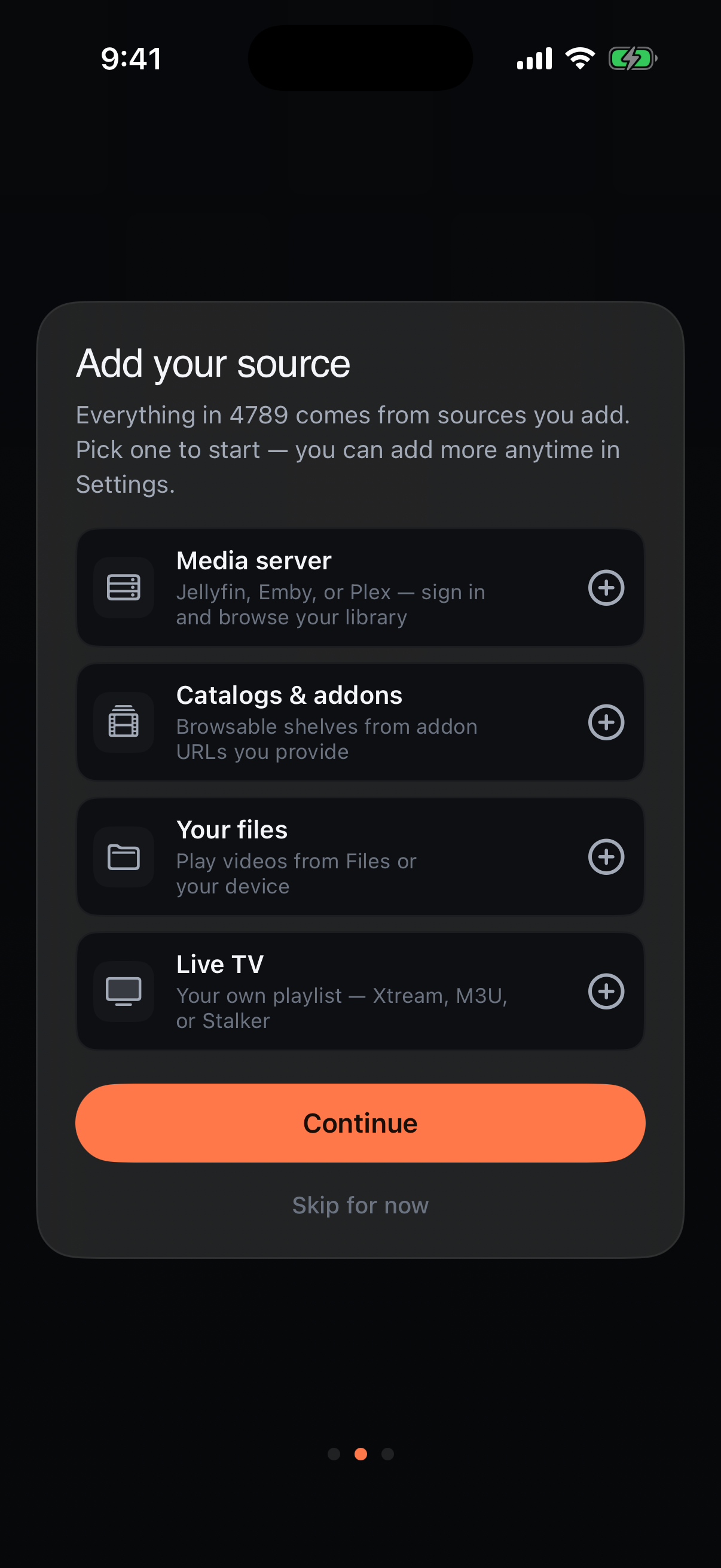 Add your source screen