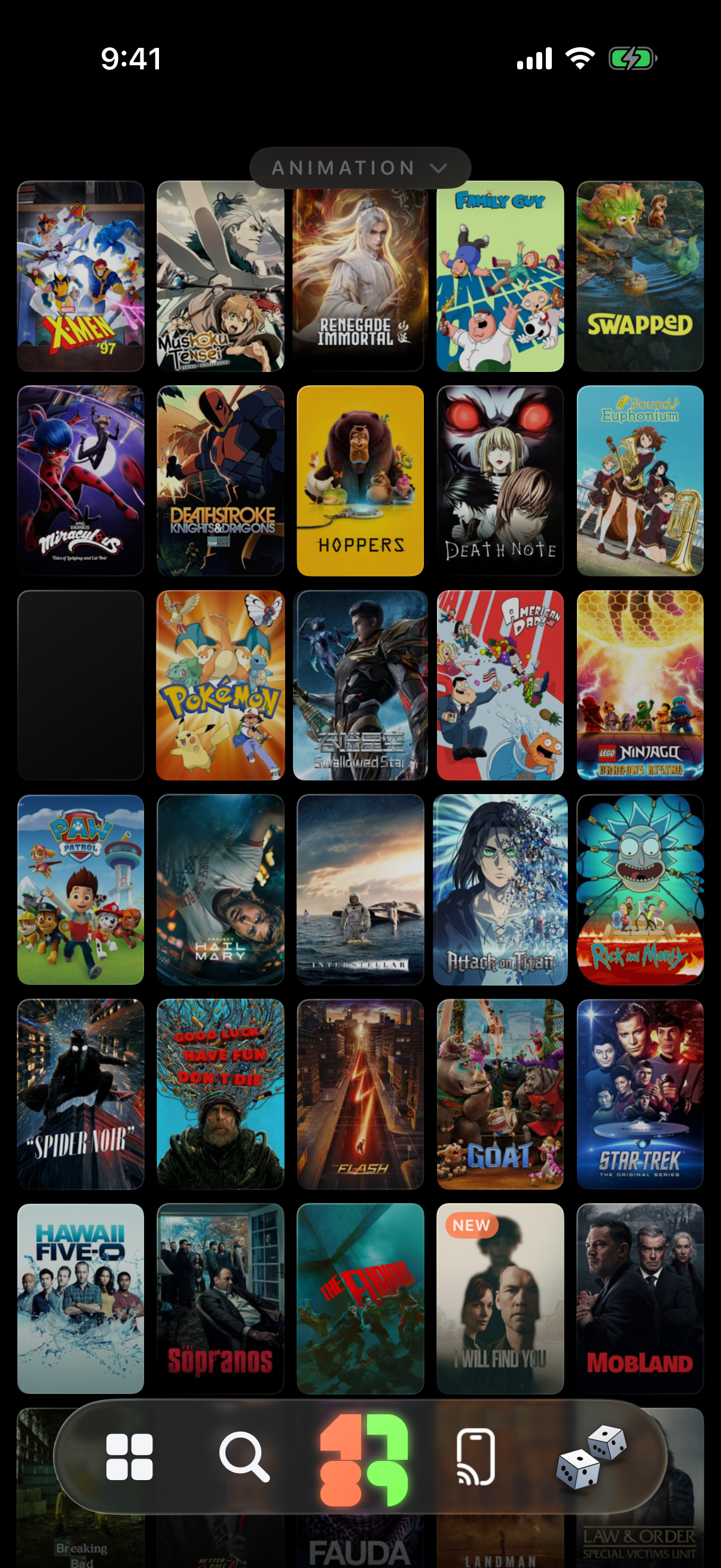 4789 poster wall, a dense grid of movie posters
